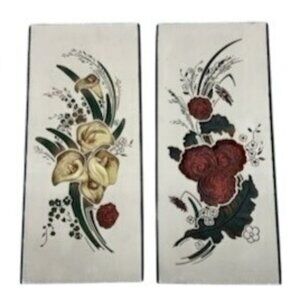 VTG Floral Wall Art Hanging Decor Set of 2 Calla Lily & Rose Botanical Panels